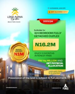 Lekki Avana Signature Resort Palm Estate offering Government Allocated C of O residential and commercial land for sale in Eleranigbe, Ibeju-Lekki, Lagos.